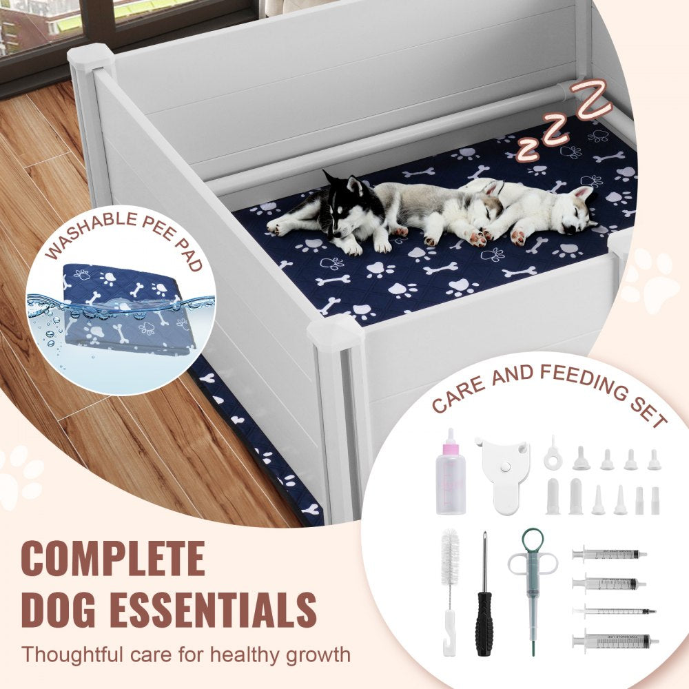KH-CW05 - 93.3 x 48.4in PVC Dog Whelping Box with Rails and Care Kit