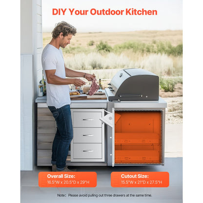 CTGPJ-03 Stainless Steel Outdoor Kitchen Drawer Combo with Smooth Sliding Design