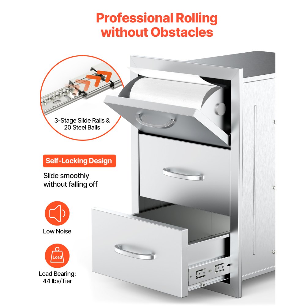 CTGPJ-03 Stainless Steel Outdoor Kitchen Drawer Combo with Smooth Sliding Design