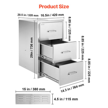 CTGPJ-03 Stainless Steel Outdoor Kitchen Drawer Combo with Smooth Sliding Design