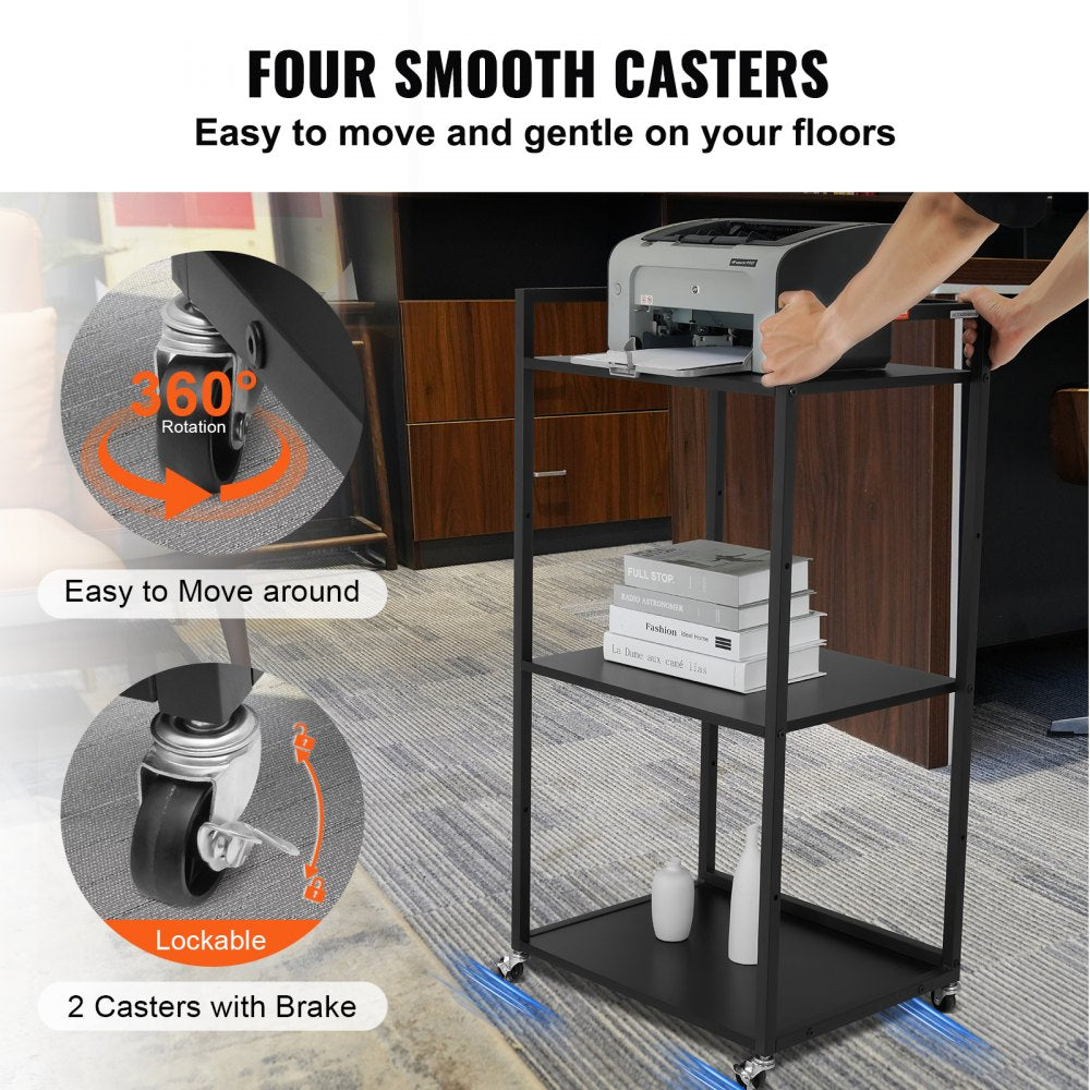 010449333536 - Adjustable Printer Stand with Wheels and 3 Tiers for Organization