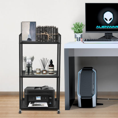 010449333536 - Adjustable Printer Stand with Wheels and 3 Tiers for Organization