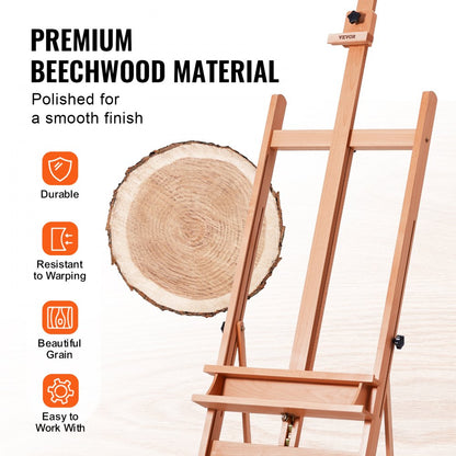 W02 - Adjustable H-Frame Easel with Tray, 48" Canvas Support