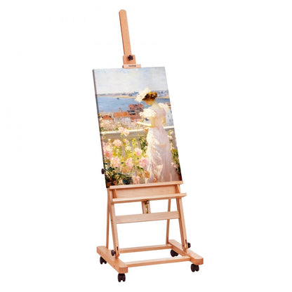 W02 - Adjustable H-Frame Easel with Tray, 48" Canvas Support