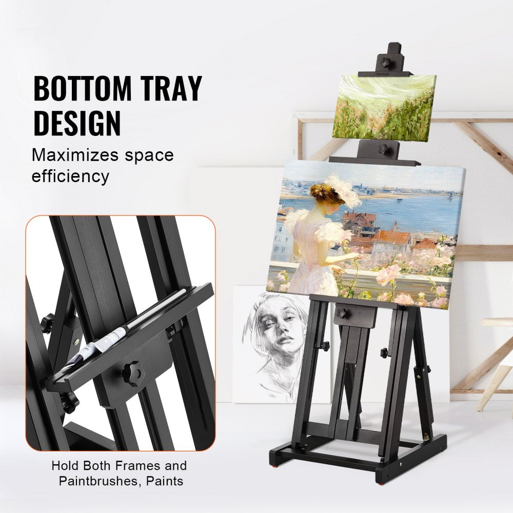 W14 - Durable Beech Wood H-Frame Easel for Canvases up to 77"