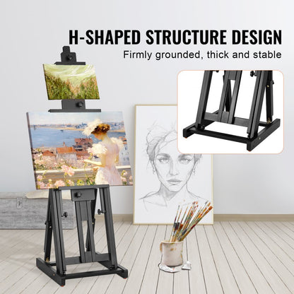 W14 - Durable Beech Wood H-Frame Easel for Canvases up to 77"