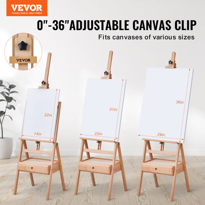 HJ-2A - Adjustable Beech Wood Easel for Canvases Up to 36 inches