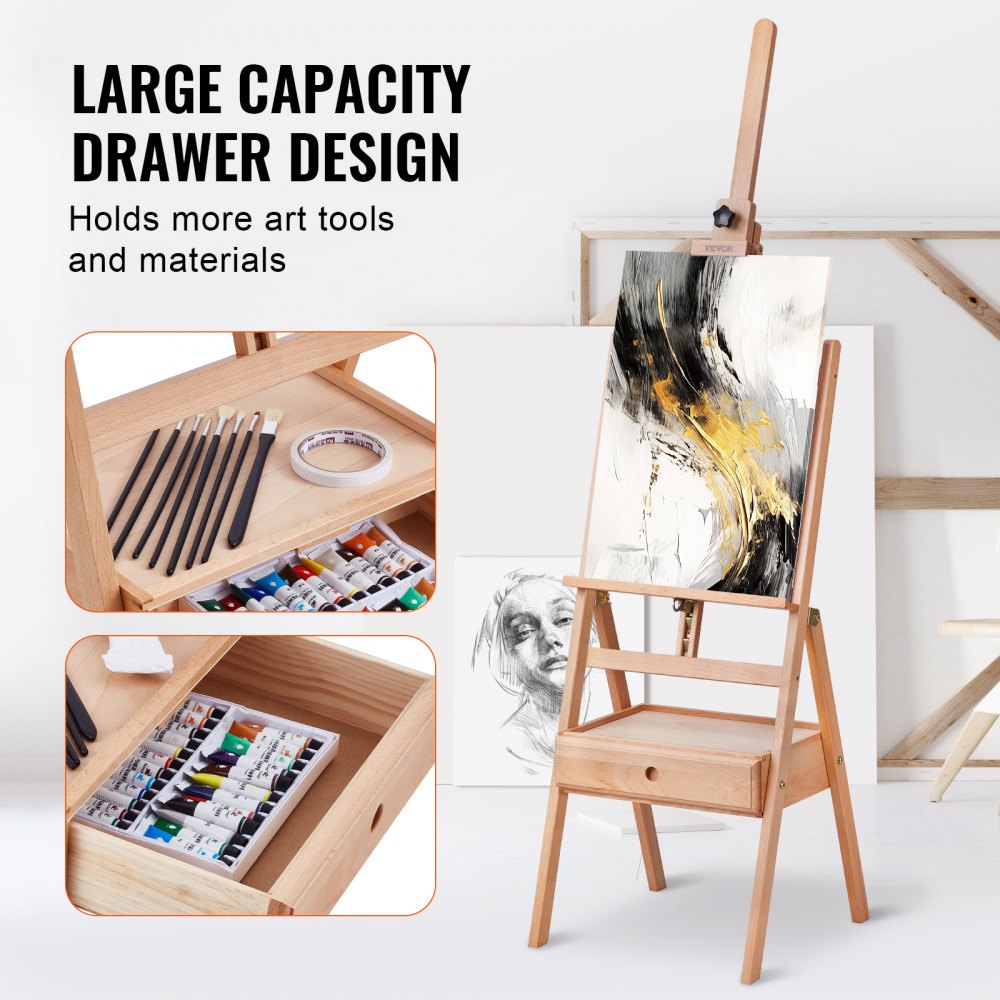 HJ-2A - Adjustable Beech Wood Easel for Canvases Up to 36 inches