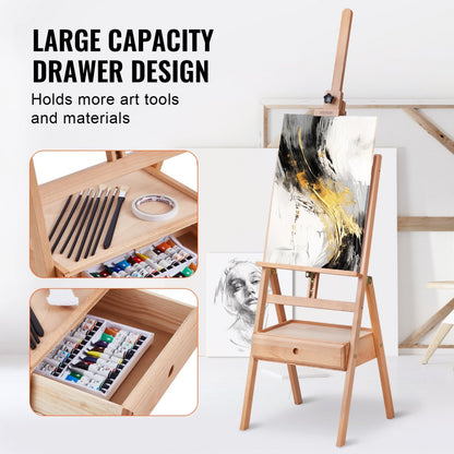 HJ-2A - Adjustable Beech Wood Easel for Canvases Up to 36 inches