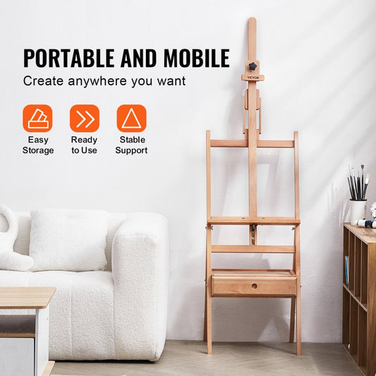 HJ-2A - Adjustable Beech Wood Easel for Canvases Up to 36 inches