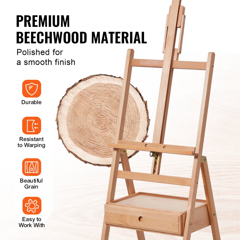 HJ-2A - Adjustable Beech Wood Easel for Canvases Up to 36 inches