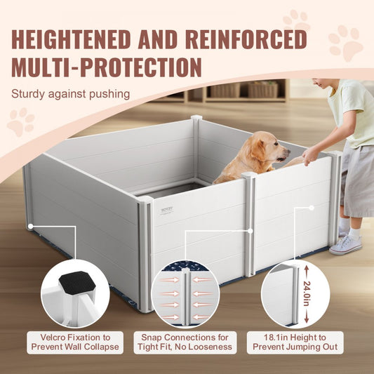 KH-CW04 - 59.8in Whelping Box with Rails & Pee Pads for Dogs