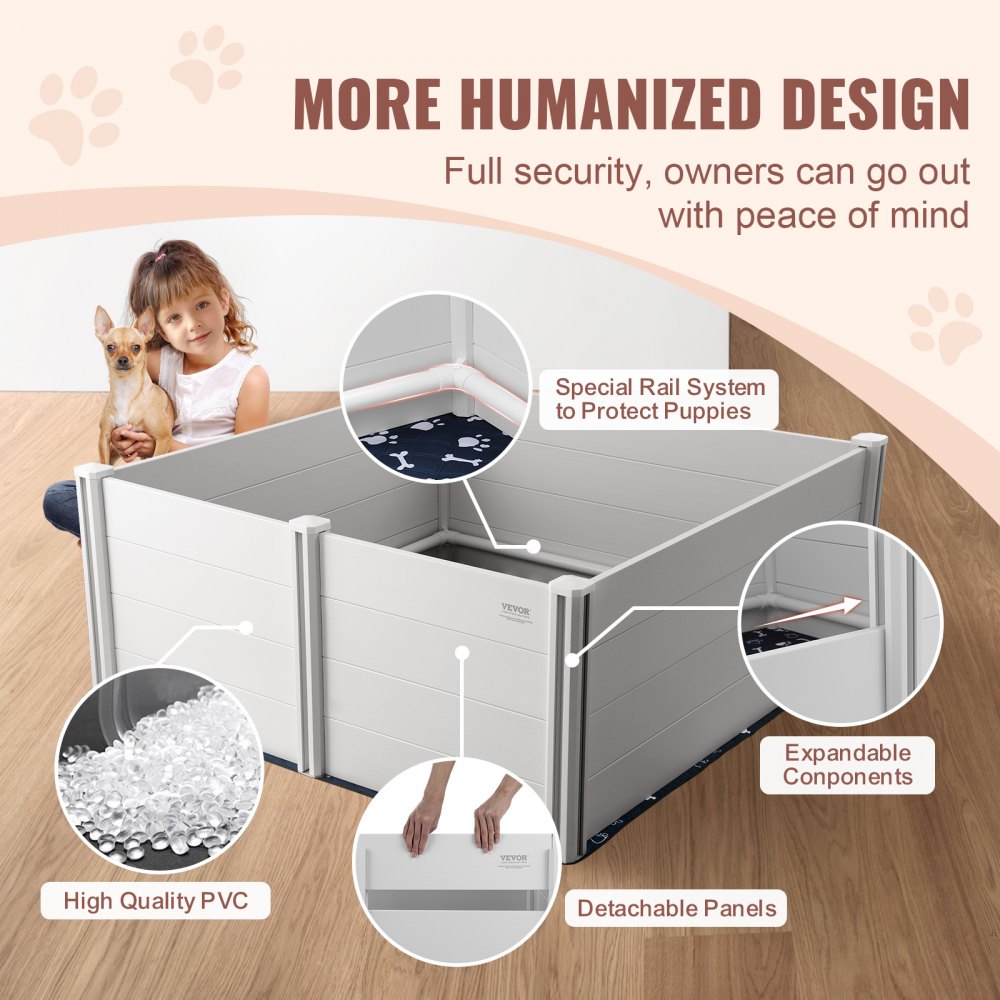KH-CW04 - 59.8in Whelping Box with Rails & Pee Pads for Dogs