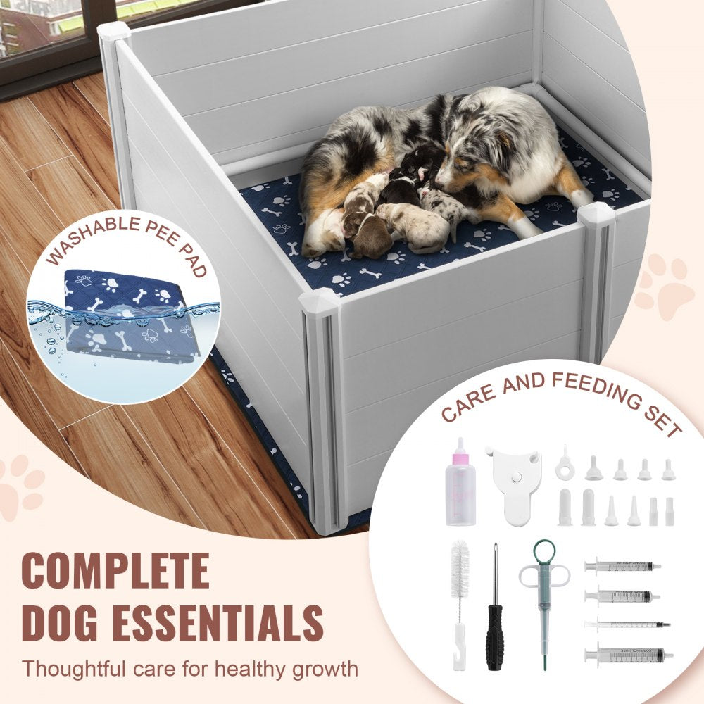 KH-CW04 - 59.8in Whelping Box with Rails & Pee Pads for Dogs
