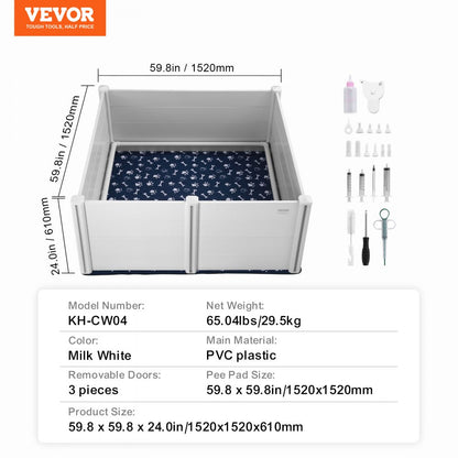 KH-CW04 - 59.8in Whelping Box with Rails & Pee Pads for Dogs