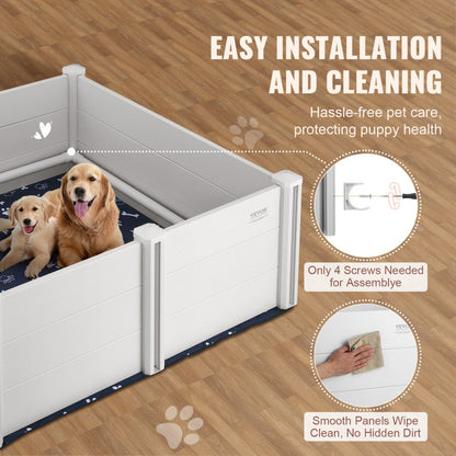 KH-CW01 - 48in PVC Dog Whelping Box with Rails & Pee Pads