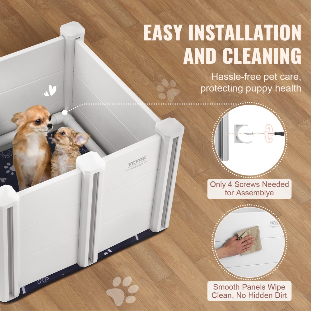 KH-CW03 - 28.3" Whelping Box with Rails and Washable Pee Pads for Dogs