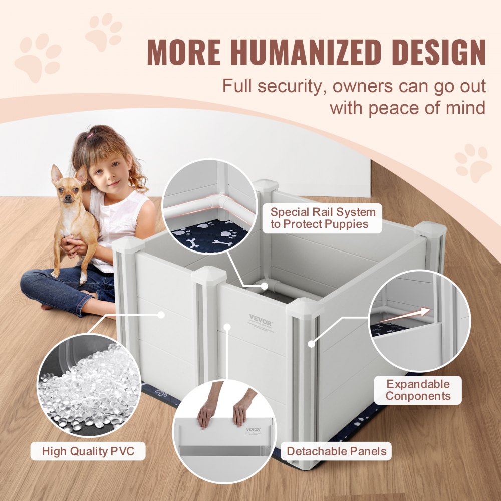 KH-CW03 - 28.3" Whelping Box with Rails and Washable Pee Pads for Dogs