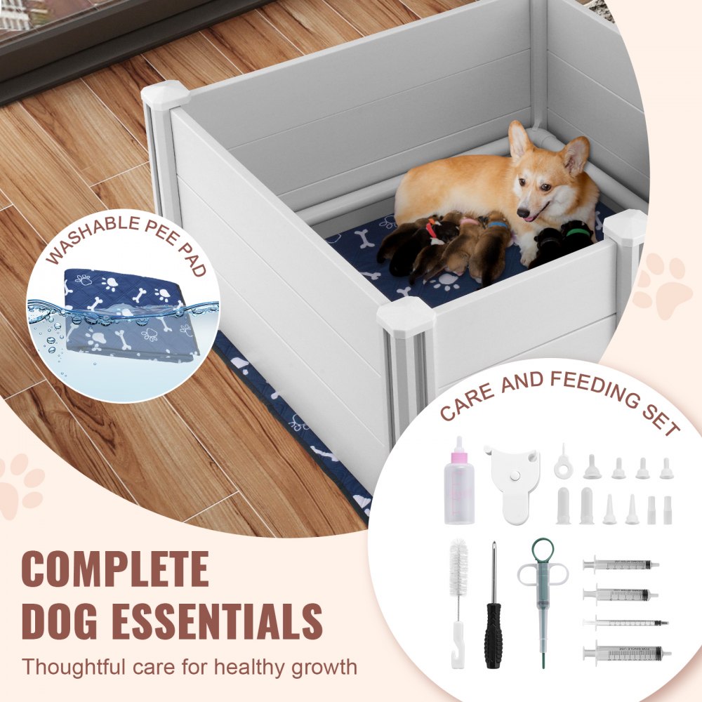 KH-CW02 - 38.6in Whelping Box with Rails & Easy-Clean Design