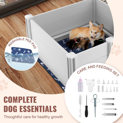 KH-CW02 - 38.6in Whelping Box with Rails & Easy-Clean Design