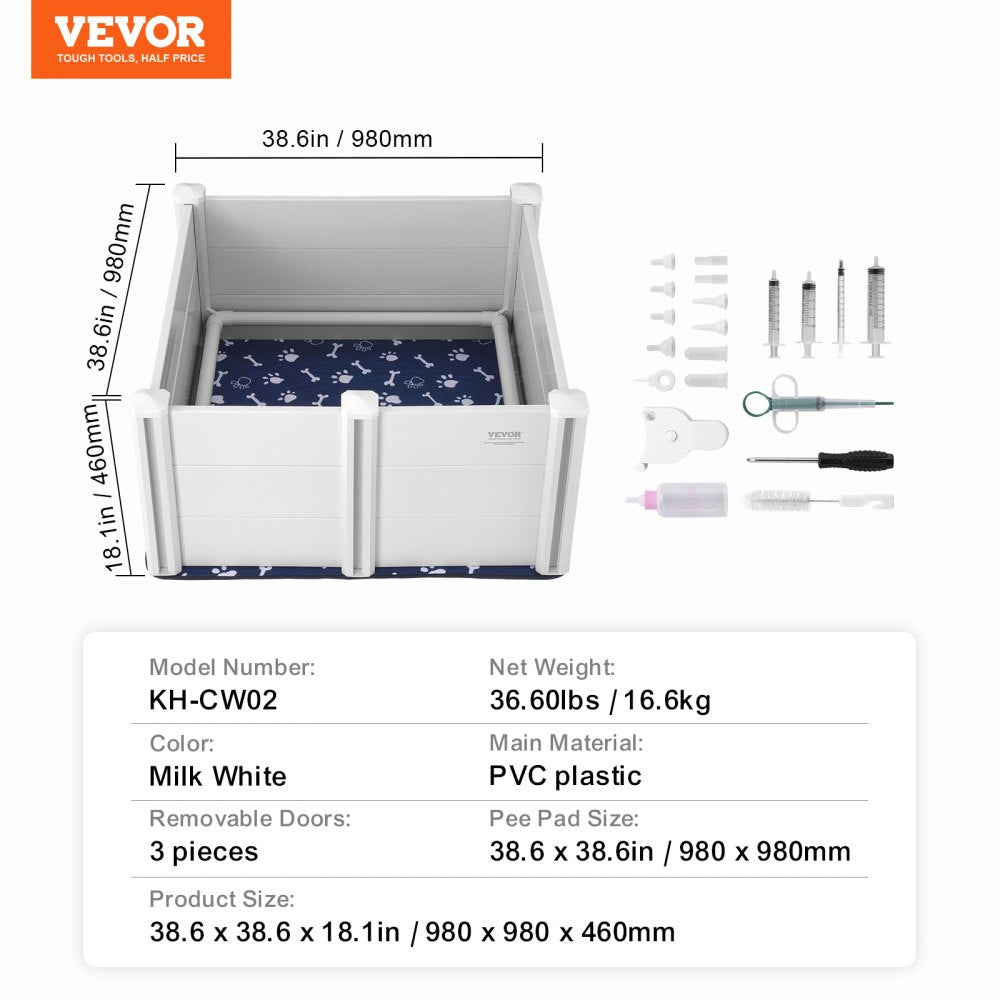 KH-CW02 - 38.6in Whelping Box with Rails & Easy-Clean Design