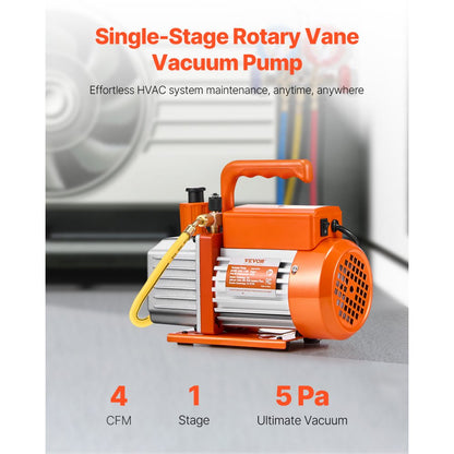 VP135 - 4CFM HVAC Vacuum Pump with Copper Motor & Oil Included