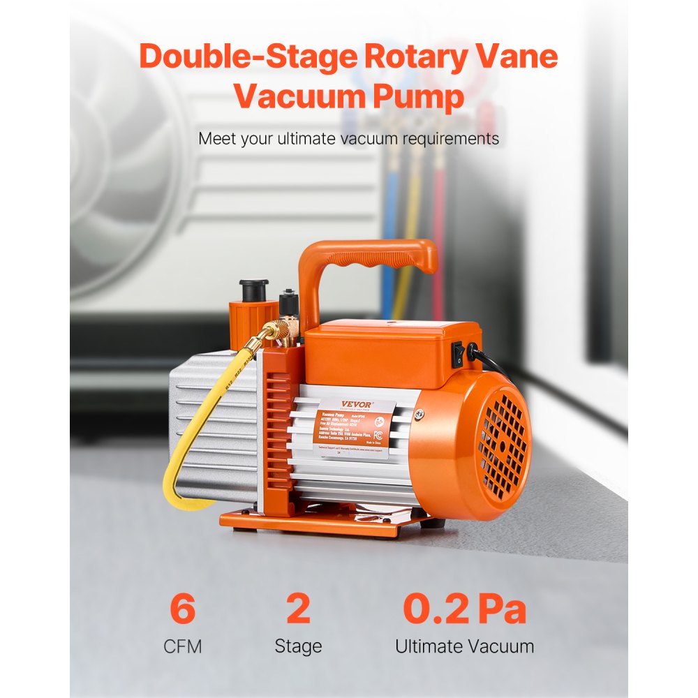 VP245 - 6CFM HVAC Vacuum Pump with Oil & Copper Motor