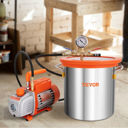 TW-1K - 5 Gallon VEVOR Vacuum Chamber & 3.5 CFM Pump Kit