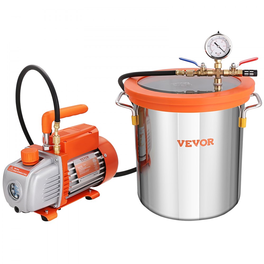 TW-1K - 5 Gallon VEVOR Vacuum Chamber & 3.5 CFM Pump Kit