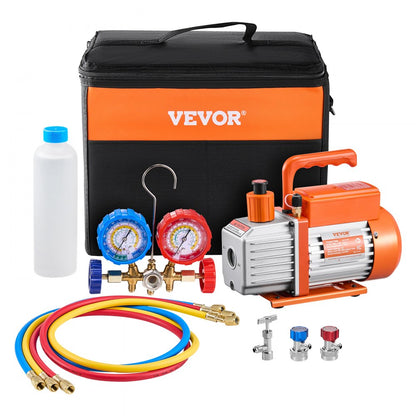 VP125 - 3.5 CFM Vacuum Pump Kit with Manifold Gauge & Copper Motor