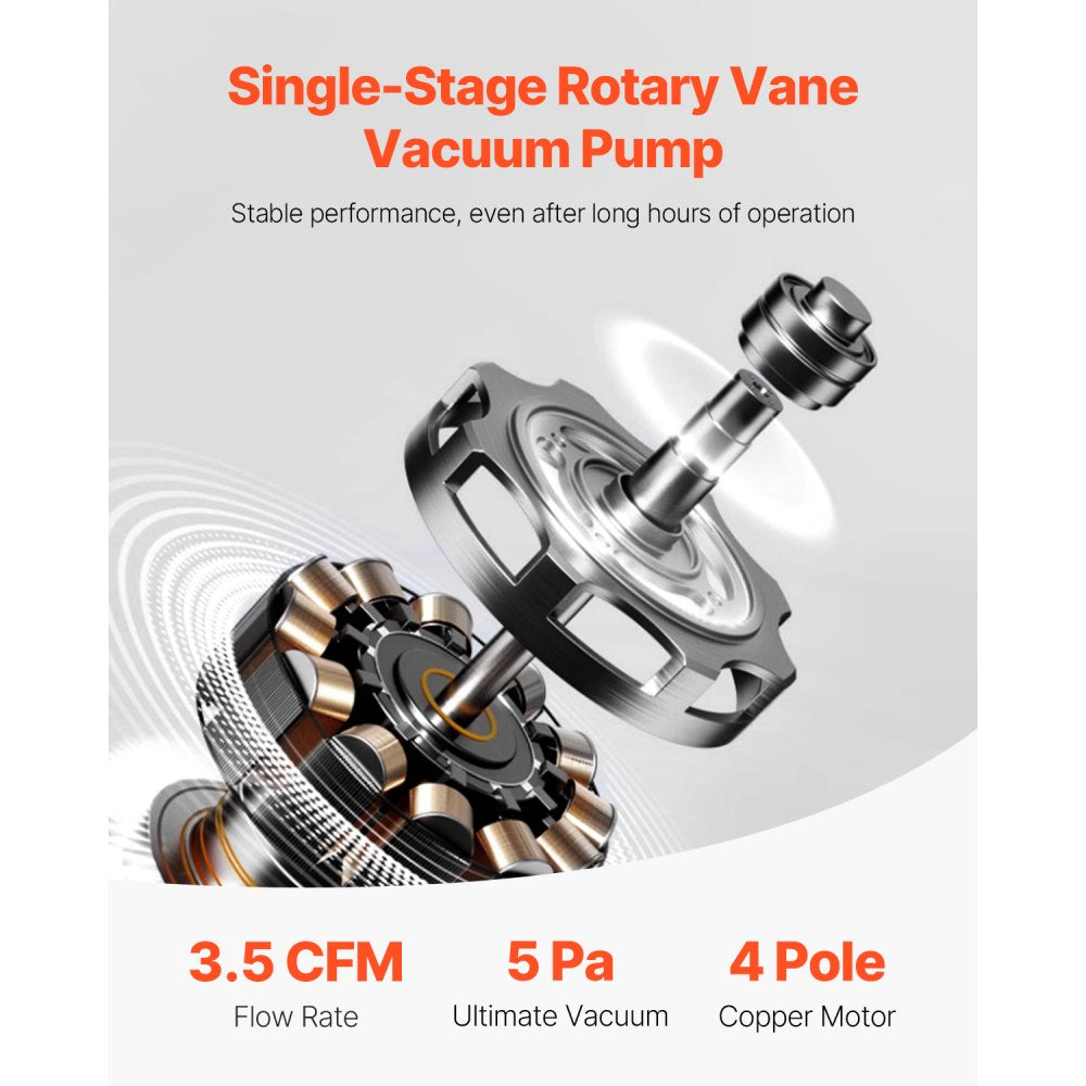 VP125 - 3.5CFM Vacuum Pump & Manifold Gauge Kit with R134a Couplers
