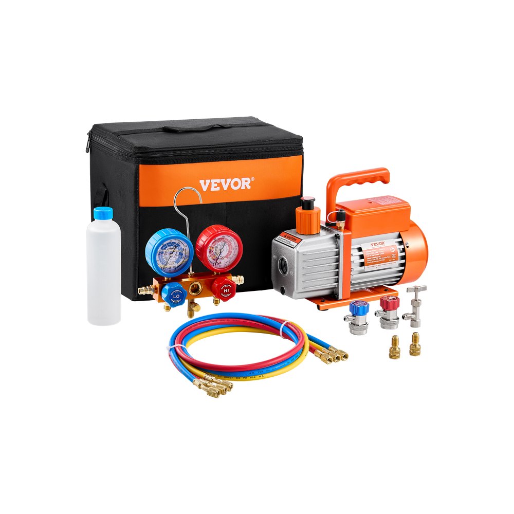 VP125 - 3.5CFM Vacuum Pump & Manifold Gauge Kit with R134a Couplers