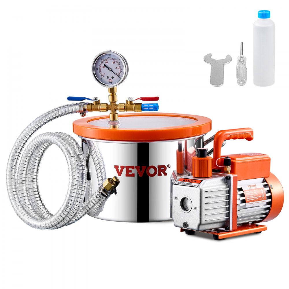 VP125 - 1.5 Gallon Stainless Steel Vacuum Chamber & 3.5 CFM Pump
