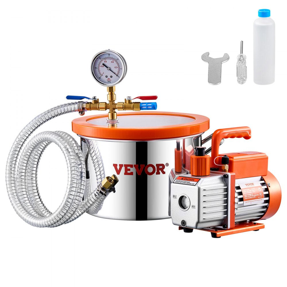 VP125 - 1.5 Gallon Stainless Steel Vacuum Chamber & 3.5 CFM Pump