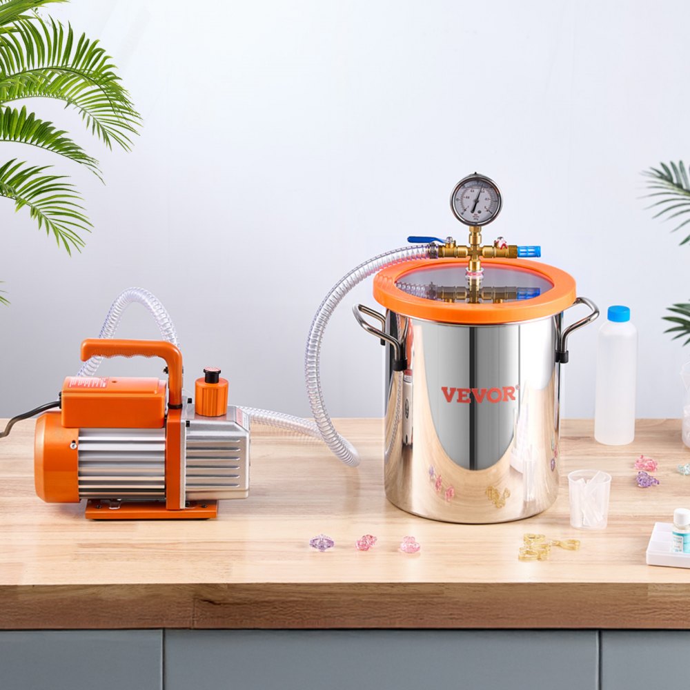 VP125 - 3 Gallon Stainless Steel Vacuum Chamber & Pump Kit