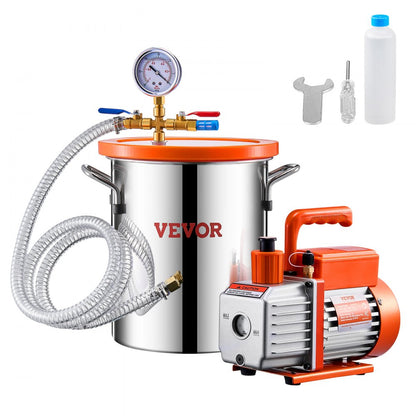 VP125 - 3 Gallon Stainless Steel Vacuum Chamber & Pump Kit
