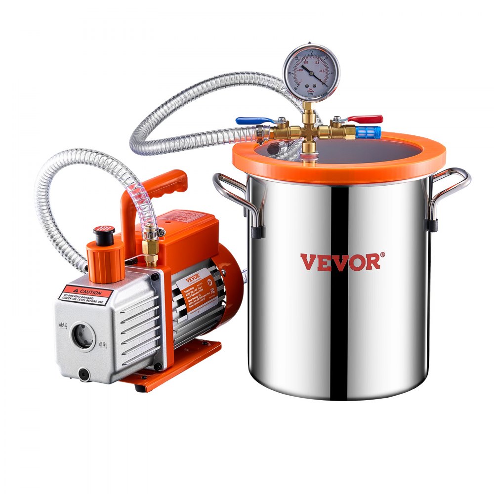 VP125 - 3 Gallon Stainless Steel Vacuum Chamber & Pump Kit