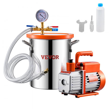 VP125 - 3 Gallon Stainless Steel Vacuum Chamber & Pump Kit
