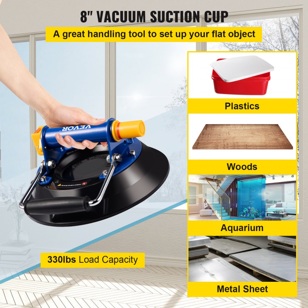 VV-MLH-LP8 - 8" Suction Cup Glass Lifter for Easy Handling