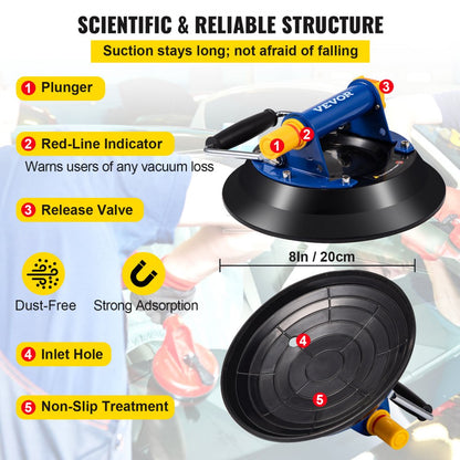 VV-MLH-LP8 - 8" Suction Cup Glass Lifter for Easy Handling