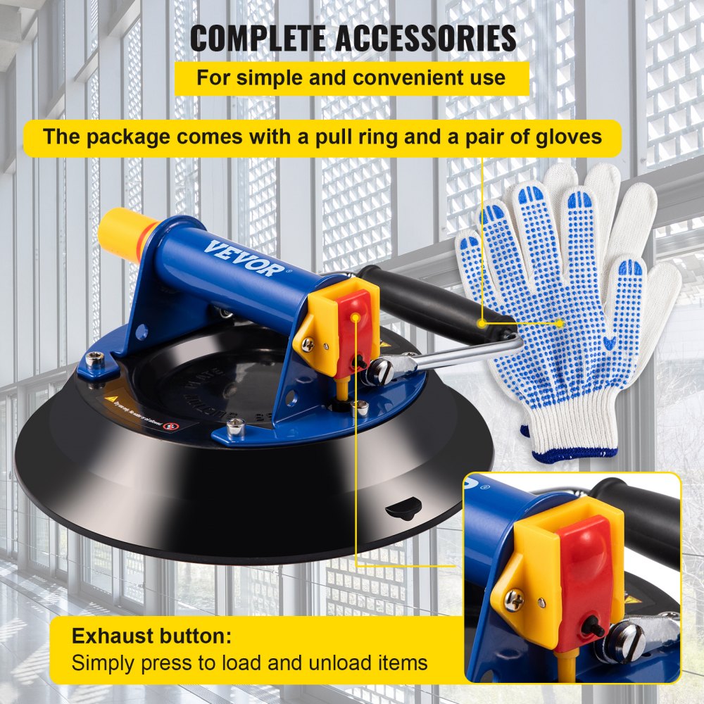 VV-MLH-LP8 - 8" Suction Cup Glass Lifter for Easy Handling