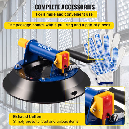 VV-MLH-LP8 - 8" Suction Cup Glass Lifter for Easy Handling
