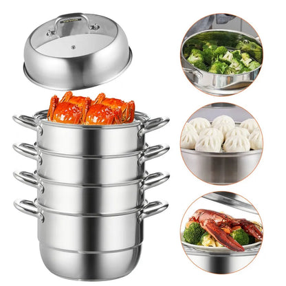 010464245422 - 11'' 5-Tier Stainless Steel Steamer with Dual Handles