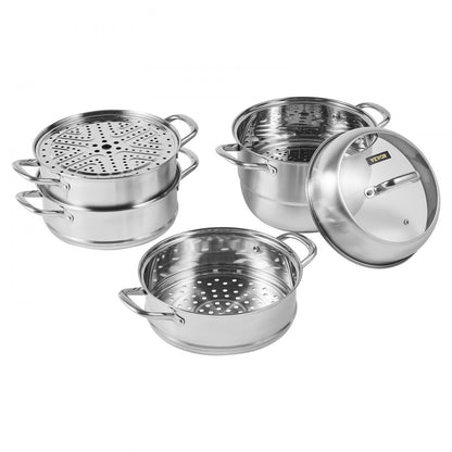 010464245422 - 11'' 5-Tier Stainless Steel Steamer with Dual Handles