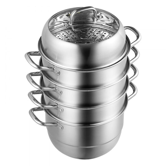 010689481061 - 5-Tier 11.8-Inch Stainless Steel Food Steamer with Glass Lid