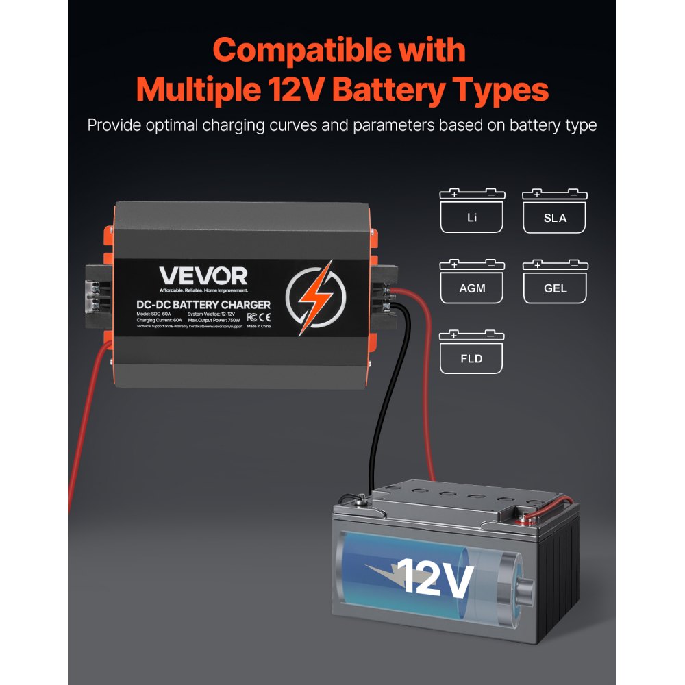 SDC-60A - 12V 60A DC Battery Charger for RVs & Boats