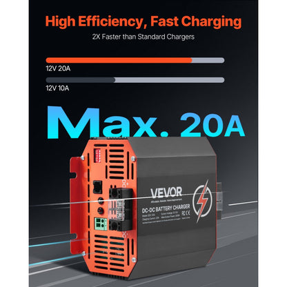 SDC-20A - Compact 12V 20A Smart Charger for Lead-Acid & Lithium Batteries