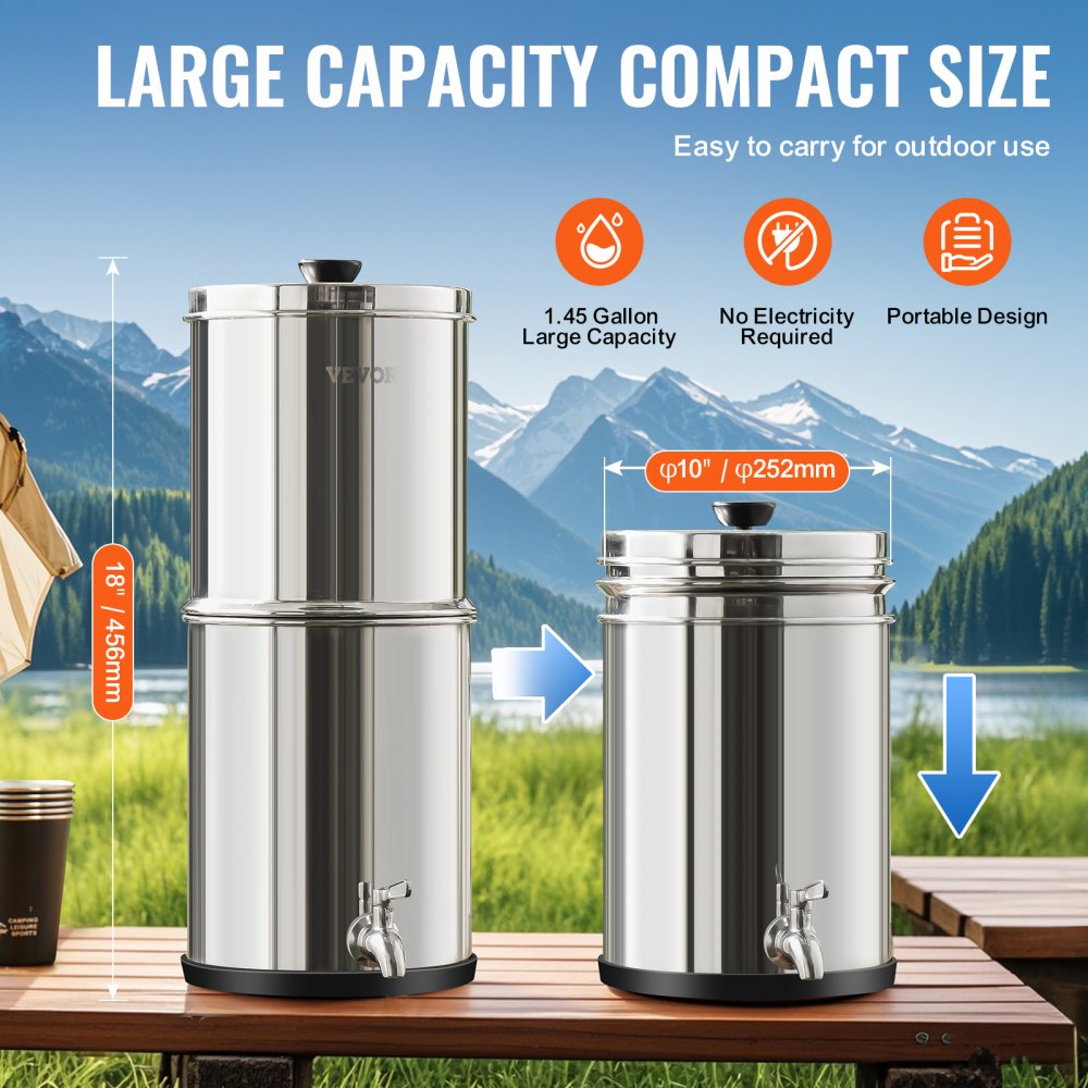 k8675 - Large Capacity Stainless Steel Gravity Water Filter System