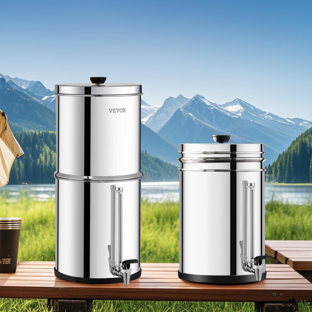 k8626 - Compact Gravity Water Filter System, Stainless Steel, Purifies 6000 Gallons