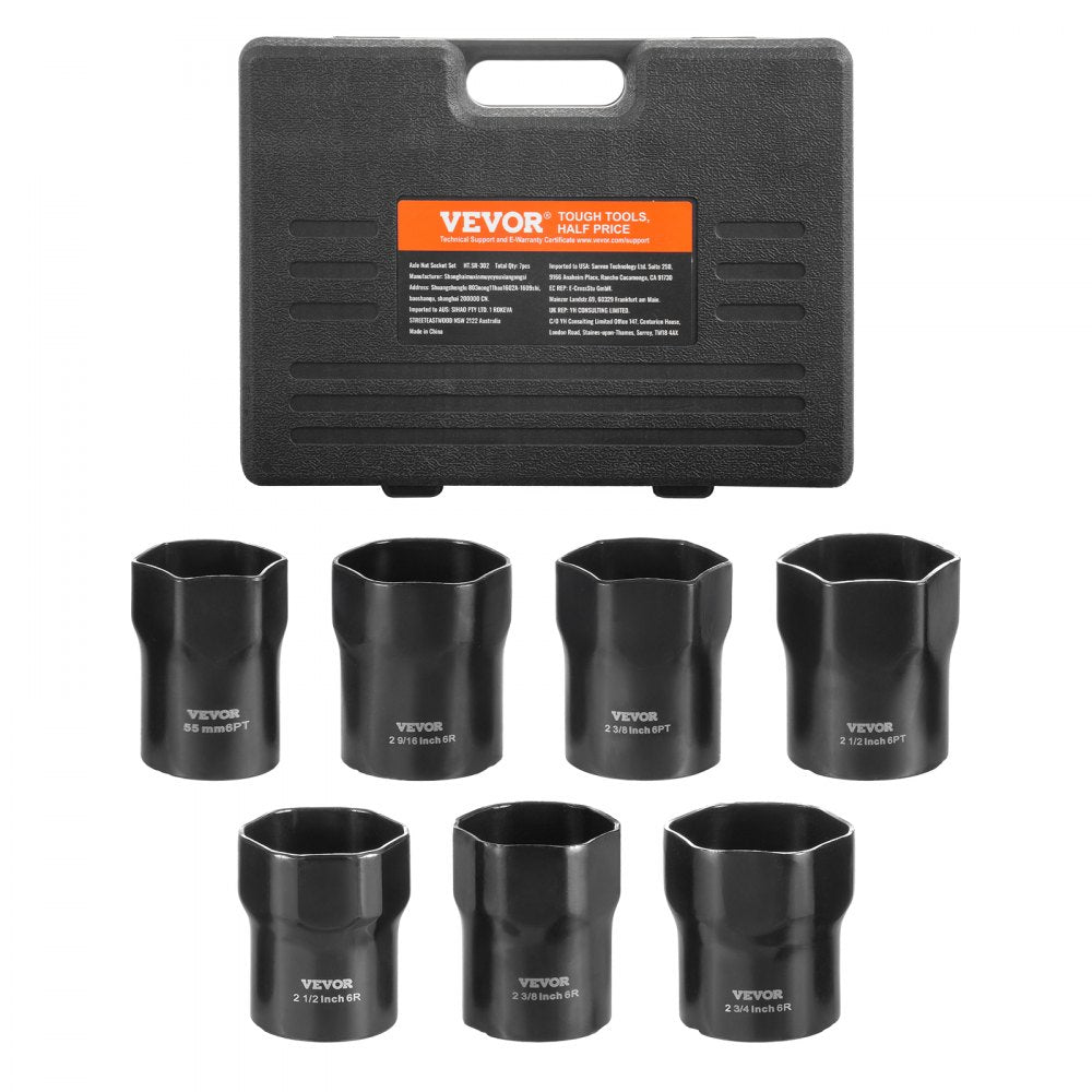 HT.SR-302 - 7-Pc Wheel Bearing Locknut Socket Set with 1/2" Drive